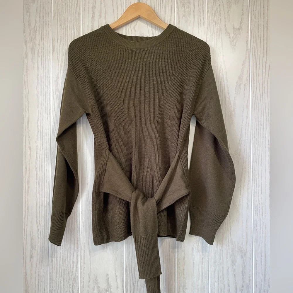 Anthropologie Wrap-Front Sweater Sage Green Size S EUC